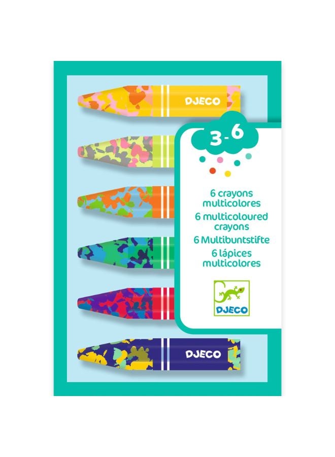 DJECO 6 Multicoloured Flower Crayons - Image 1