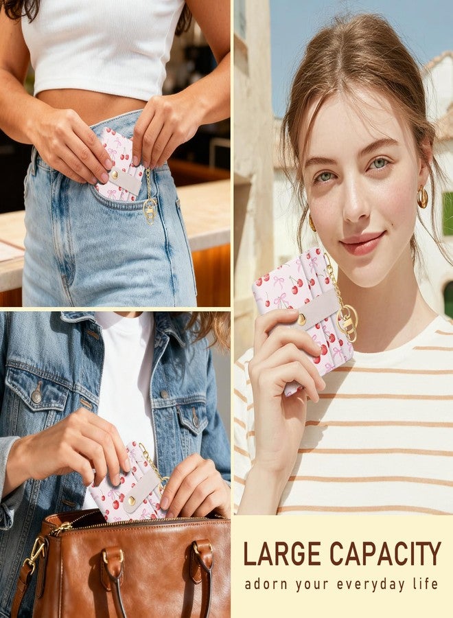 Jogjam Rfid Women Wallet, Small Slim Thin Credit Card Wallet, PU Leather Bifold Cash Zipper Coin Pocket ID Window, for Female Ladies Teen Girls Girly Gifts, Coquette Aesthetic Bow, Modern - Image 2