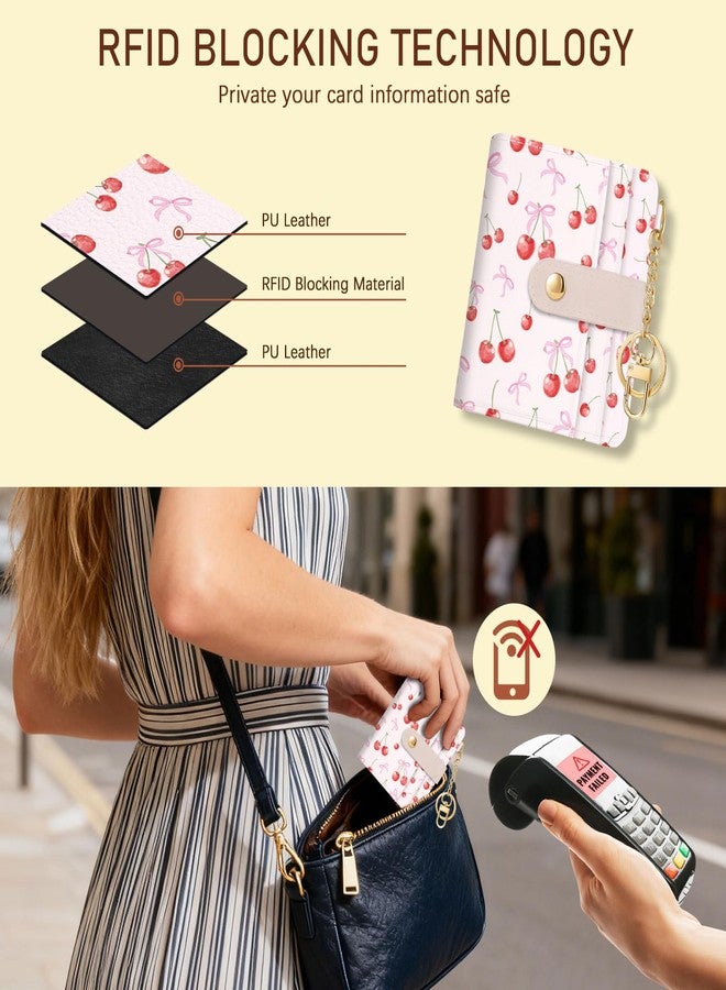 Jogjam Rfid Women Wallet, Small Slim Thin Credit Card Wallet, PU Leather Bifold Cash Zipper Coin Pocket ID Window, for Female Ladies Teen Girls Girly Gifts, Coquette Aesthetic Bow, Modern - Image 3
