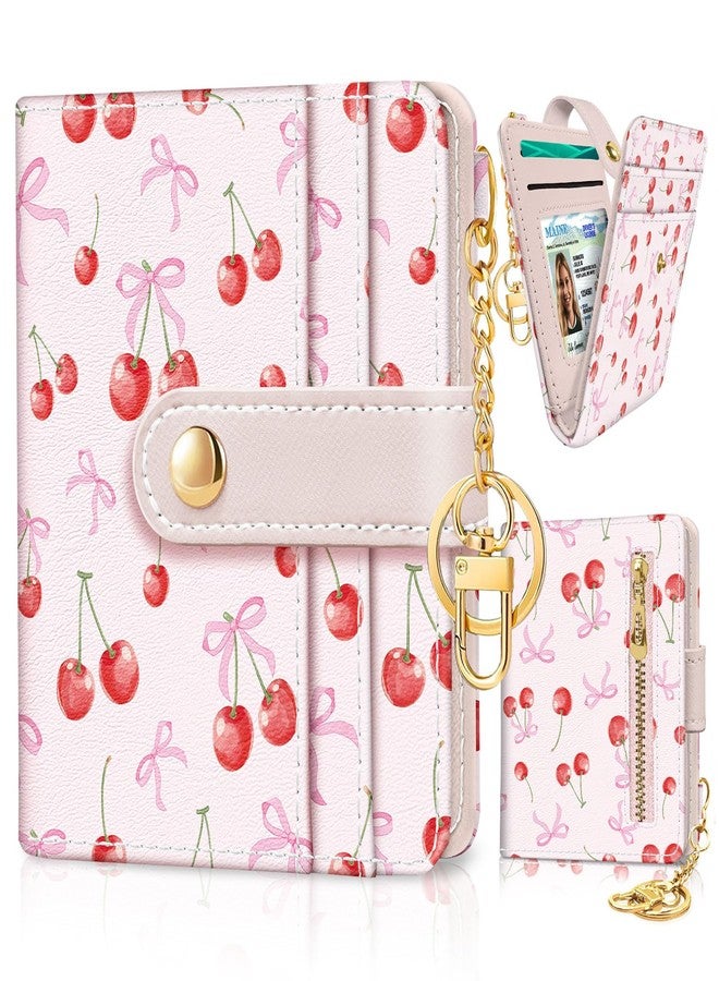 Jogjam Rfid Women Wallet, Small Slim Thin Credit Card Wallet, PU Leather Bifold Cash Zipper Coin Pocket ID Window, for Female Ladies Teen Girls Girly Gifts, Coquette Aesthetic Bow, Modern - Image 1
