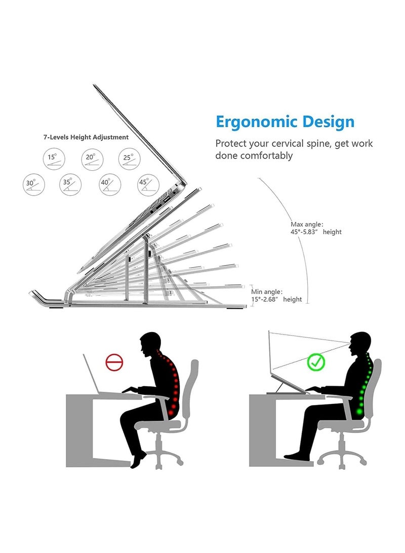 ELTRAZONE Adjustable Laptop Stand, Portable Aluminium Laptop Riser Laptop Holder for Desk, Foldable Ventilated Cooling Computer Support Stand for Apple MacBook Pro/Air, HP, Sony, Dell - Image 2