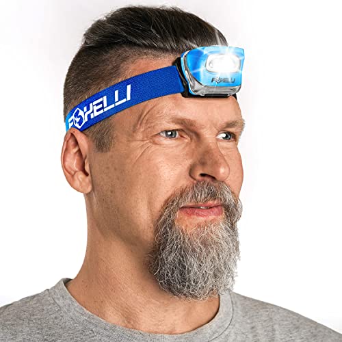 Foxelli LED Headlamp Flashlight for Adults & Kids, Running, Camping, Hiking Head Lamp with White & Red Light, Comfortable Headband, Lightweight & Waterproof, 3 AAA Batteries - Image 2