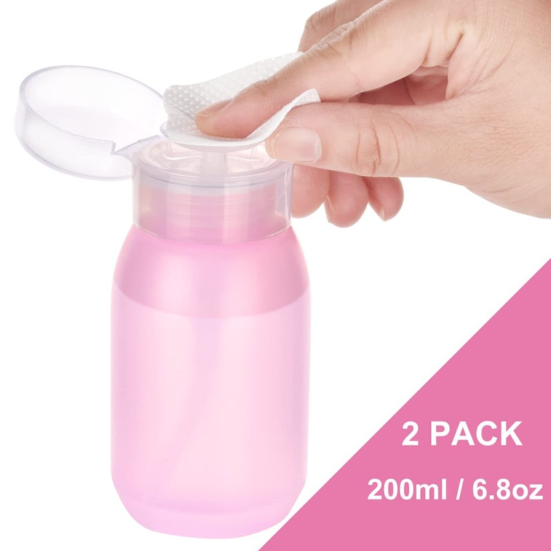 MEKK Acetone Pump Dispenser,Push Down Pump Dispenser Empty Alcohol Dispenser Push Down Nail Polish Remover Pump One-Touch Pump Bottle Dispenser for Nail Polish & Makeup Remover 2 Pack 200ML(6.8oz) - Image 2