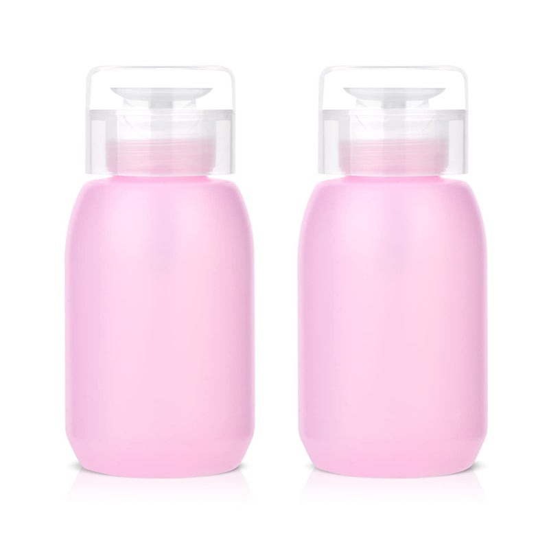 MEKK Acetone Pump Dispenser,Push Down Pump Dispenser Empty Alcohol Dispenser Push Down Nail Polish Remover Pump One-Touch Pump Bottle Dispenser for Nail Polish & Makeup Remover 2 Pack 200ML(6.8oz) - Image 1