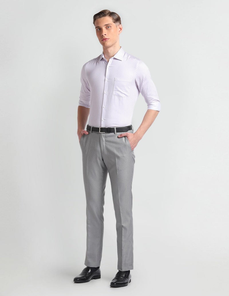 Arrow Men Slim fit Cotton Striped Long Sleeves Cutaway Collar Shirt(ARADOSH0815_White_38) - Image 4