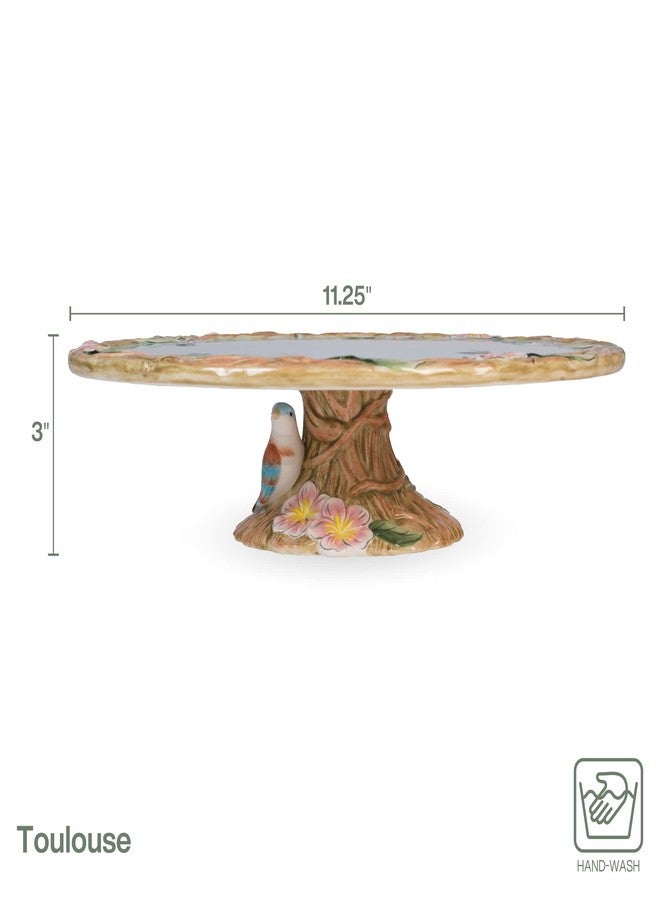 Fitz & Floyd Toulouse Footed Cakeplate Serve Platter, 11.25 Inch, Blue - Image 2