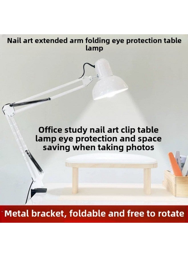 Generic Nail Beauty Eyelash Special Desktop Table Lamp Long Arm Folding Dormitory Student Eye Protection Work Lamp Nail Photography Light-Color:Versatile Black Long Arm + Clip - Live Broadcast Photo Bulb 15w Three Colors Adjustable Hot Sale  - Image 4