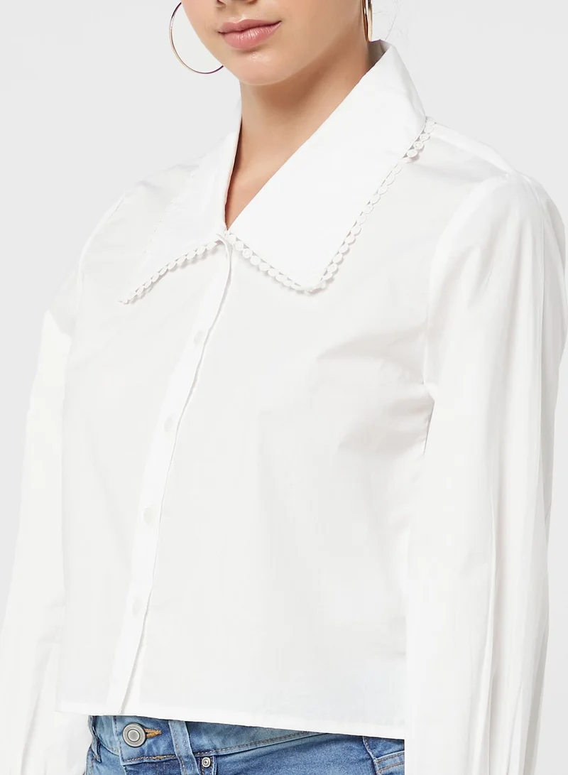 Ginger Solid Collared Crop Top