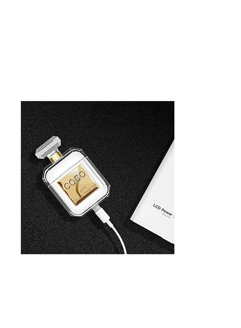 كول بيبي حافظة COOLBABY مطورة لأجهزة Airpods 1/2، تصميم لطيف لزجاجة عطر من السيليكون الناعم المقاوم للصدمات مع سلسلة AirPods 1/2 غطاء حافظة للفتيات والرجال والنساء - أبيض. - Image 3