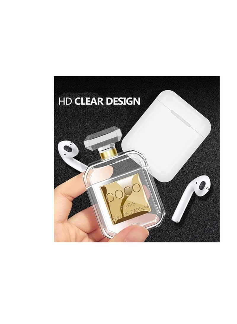 كول بيبي حافظة COOLBABY مطورة لأجهزة Airpods 1/2، تصميم لطيف لزجاجة عطر من السيليكون الناعم المقاوم للصدمات مع سلسلة AirPods 1/2 غطاء حافظة للفتيات والرجال والنساء - أبيض. - Image 5