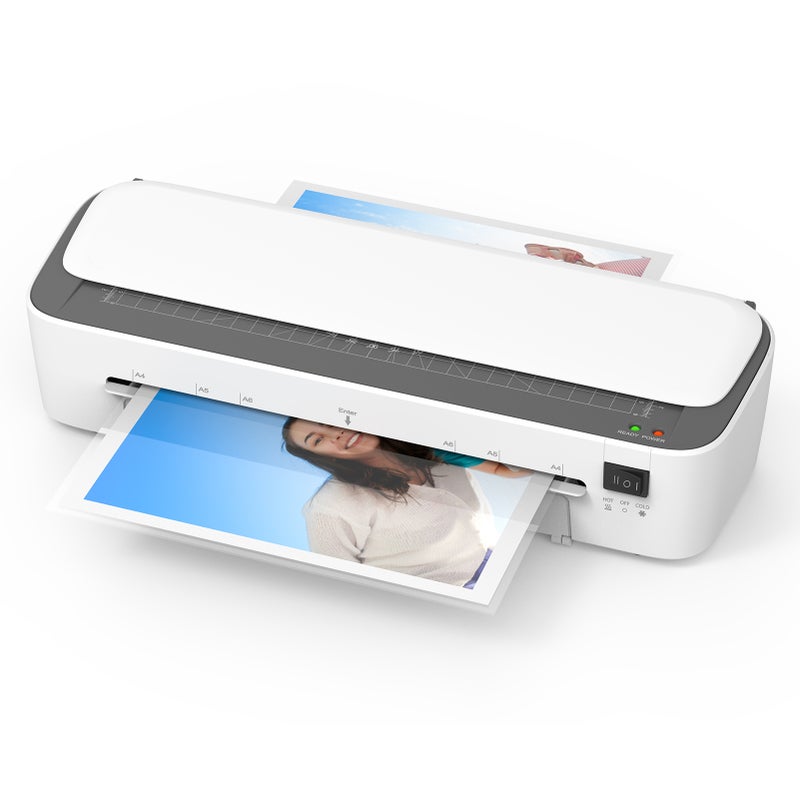 A4 Laminating Machine 9 inches Thermal Laminator Machine Desktop 6IN1 Multifunctional Hot and Cold Lamination with Paper Cutter Trimmer Rounder Hole Puncher Binding Hoop 12cps Laminating - Image 1