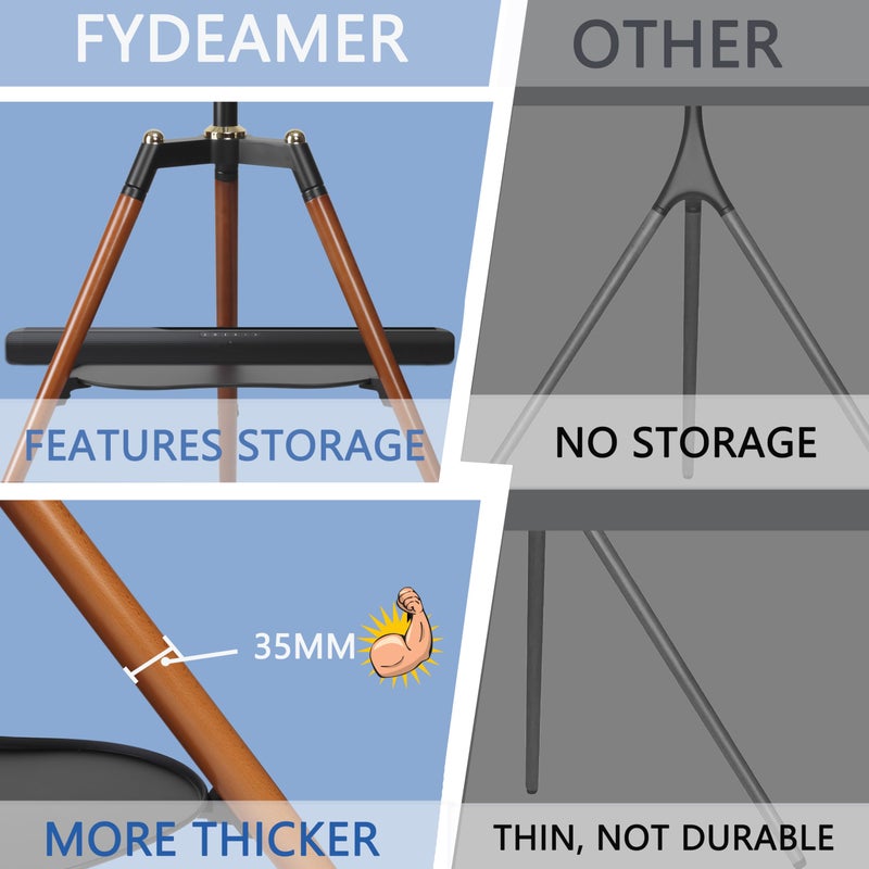 Fydeamer حامل تلفاز ثلاثي القوائم عالمي، قابل لتعديل الارتفاع، حامل عرض تلفاز استوديو مع دوران 140 لدرجة 32-65 بوصة شاشة LED LCD، مسطحة أو منحنية، غرفة نوم، غرفة معيشة، زاوية - Image 3