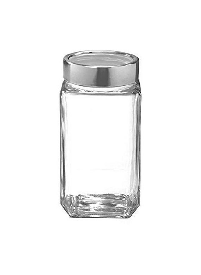 CASTANEA - castanea Airtight Cube Glass Jar Set For Kitchen Storage , Jar 1000 ml/1kg Transparent, Pack of 6 - Image 1