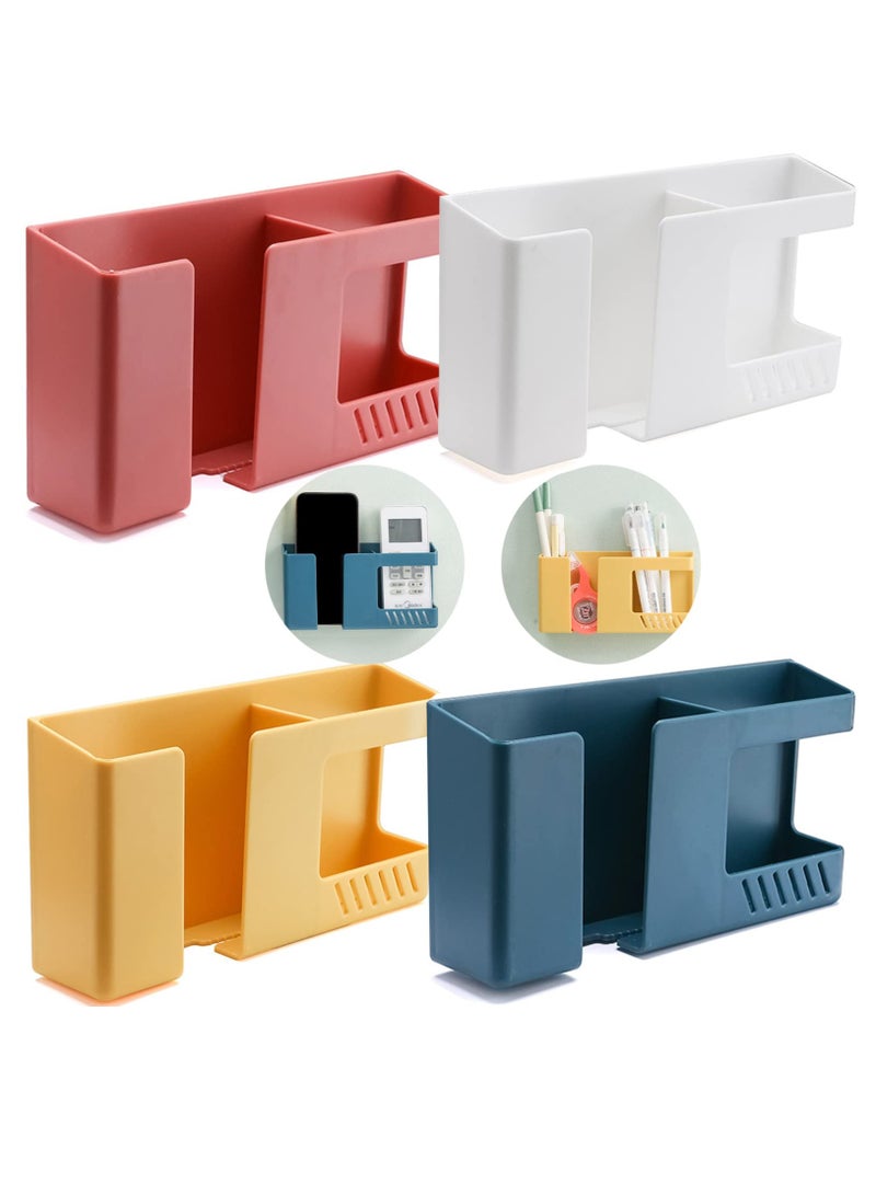 KASTWAVE 4Pcs Wall Mounted Mobile Phone Storage Box, Self-Adhesive No-Punch Multi-Function Remote Control Holder, Bathroom Bedroom Bedside Office Wall Mounted Shelf - Image 1