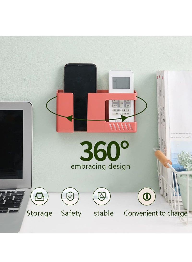 KASTWAVE 4Pcs Wall Mounted Mobile Phone Storage Box, Self-Adhesive No-Punch Multi-Function Remote Control Holder, Bathroom Bedroom Bedside Office Wall Mounted Shelf - Image 2