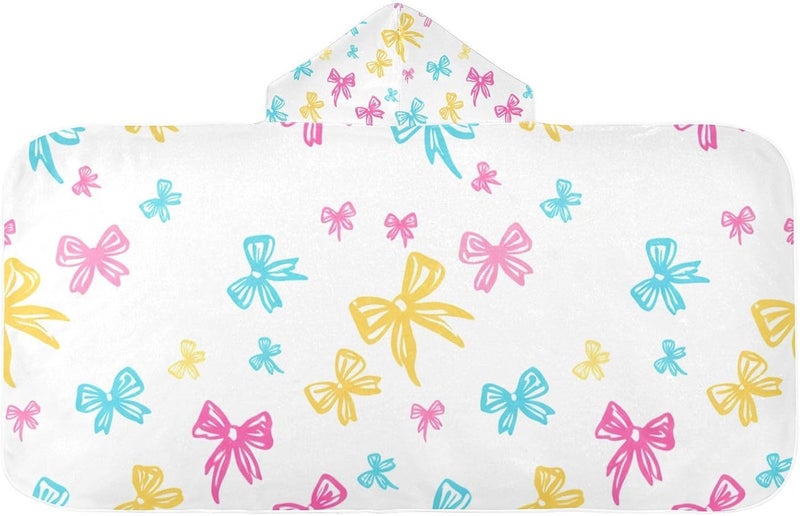 xigua Bow Tie Kids Hooded Bath Towel, Ultra Absorbent Beach Towel Wrap with Hood for Babies, Toddlers, Kids, Soft Kids' Shower Towels for Boys Girls Swim, 50 x 23.5 Inch - Image 1