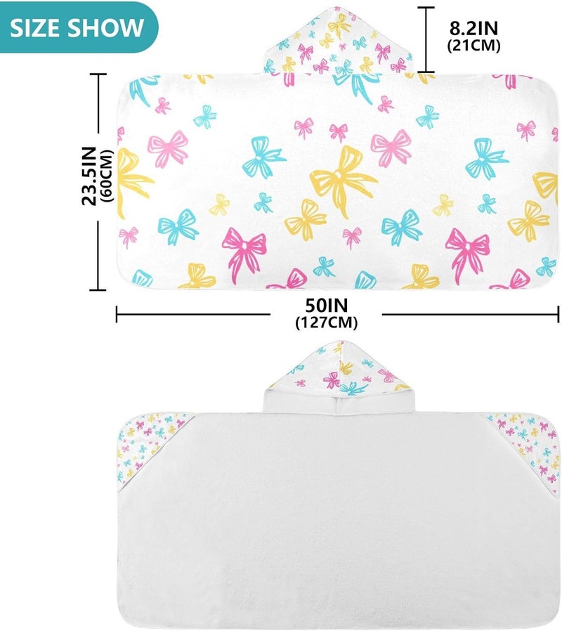 xigua Bow Tie Kids Hooded Bath Towel, Ultra Absorbent Beach Towel Wrap with Hood for Babies, Toddlers, Kids, Soft Kids' Shower Towels for Boys Girls Swim, 50 x 23.5 Inch - Image 3