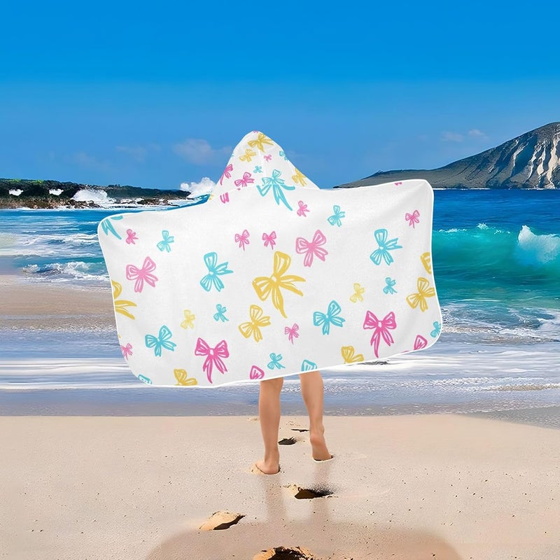 xigua Bow Tie Kids Hooded Bath Towel, Ultra Absorbent Beach Towel Wrap with Hood for Babies, Toddlers, Kids, Soft Kids' Shower Towels for Boys Girls Swim, 50 x 23.5 Inch - Image 5