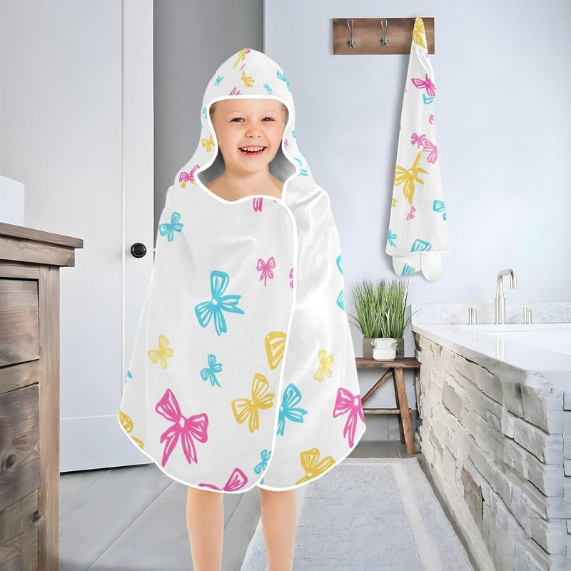 xigua Bow Tie Kids Hooded Bath Towel, Ultra Absorbent Beach Towel Wrap with Hood for Babies, Toddlers, Kids, Soft Kids' Shower Towels for Boys Girls Swim, 50 x 23.5 Inch - Image 4
