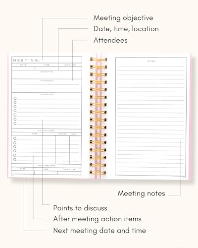 Lamare Meeting Notebook for Work Organization – Perfect Work Notebook for Note Taking & Meeting Planner for Productivity - Image 3