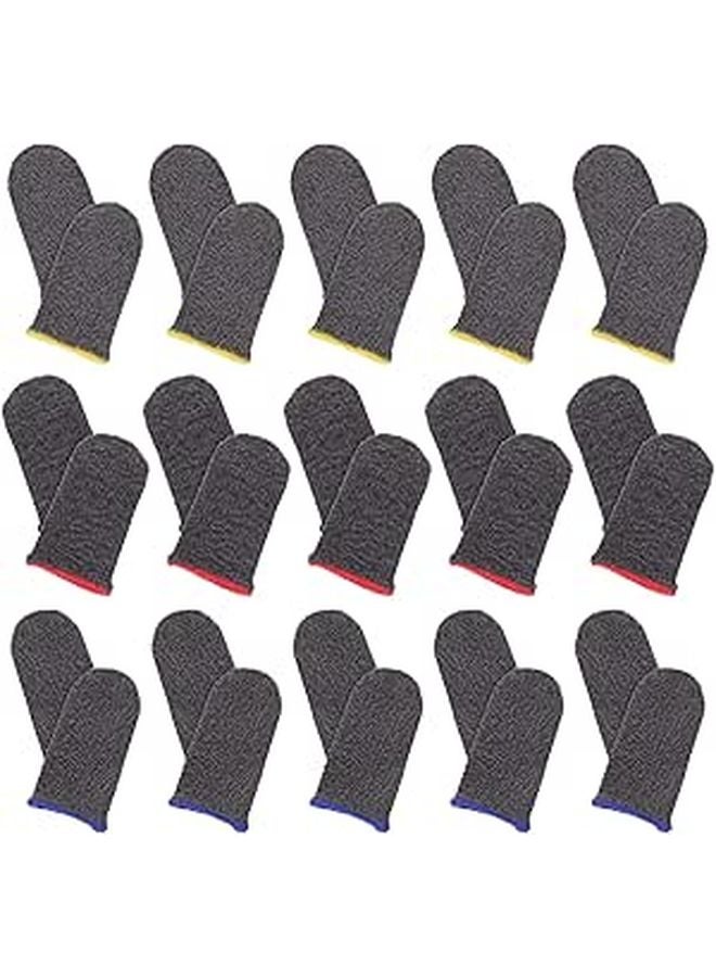 30 Pcs Black Gaming Finger Sleeves Breathable Lightweight Elastic Fit For Mobile Gaming - Image 1