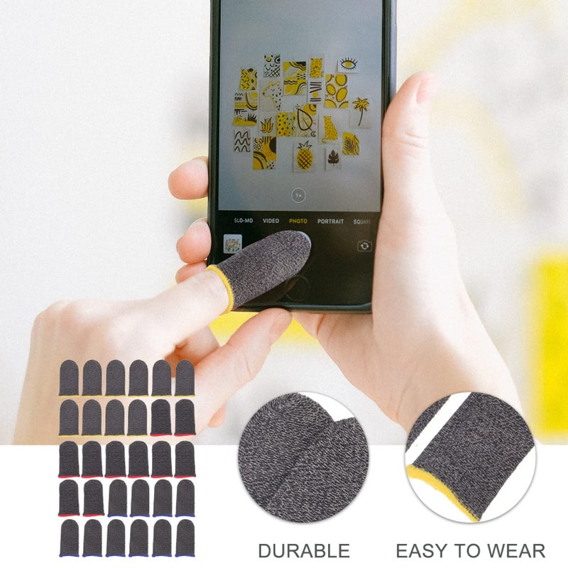 30 Pcs Black Gaming Finger Sleeves Breathable Lightweight Elastic Fit For Mobile Gaming - Image 4