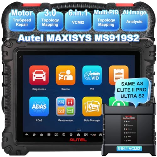 Autel MaxiSys MS919 S2 Scanner Up of MS919 MS909 Elite II Pro Ultra Lite 6-in-1 MaxiFlash VCMI2 Top Intelligent Tool Topology 3.0 Motor TruSpeed Same as MS Ultra Ultra S2 40+ Services - Image 1