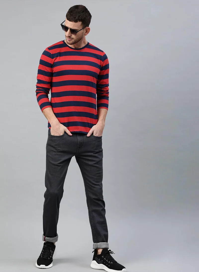 Urbano Fashion  Urbano Fashion Men's Striped Slim fit T-Shirt for Men | Best Price UAE