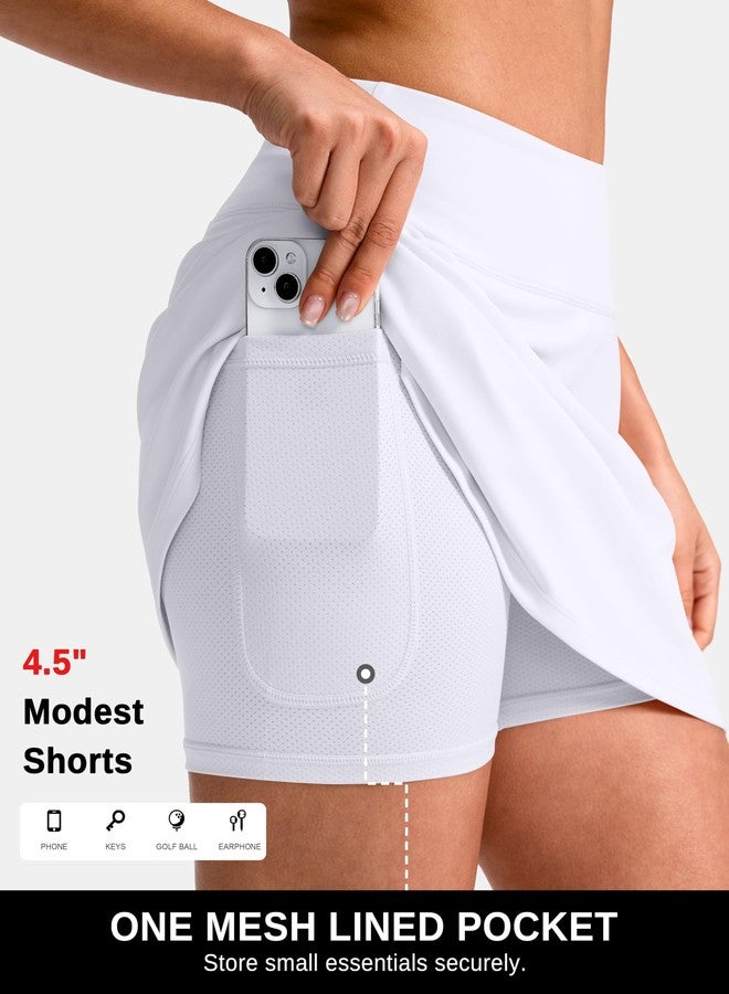 SANTINY 14"/16" Skorts for Women with 3 Pockets High Waisted Casual Golf Skort Pickleball Athletic Tennis Skirt (White_L16 M) - Image 5