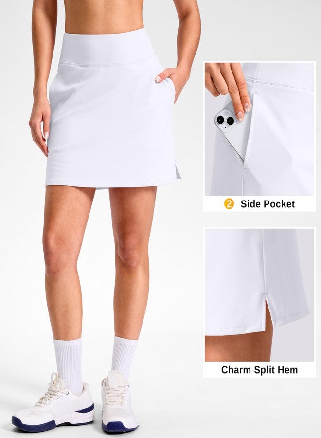 SANTINY 14"/16" Skorts for Women with 3 Pockets High Waisted Casual Golf Skort Pickleball Athletic Tennis Skirt (White_L16 M) - Image 4