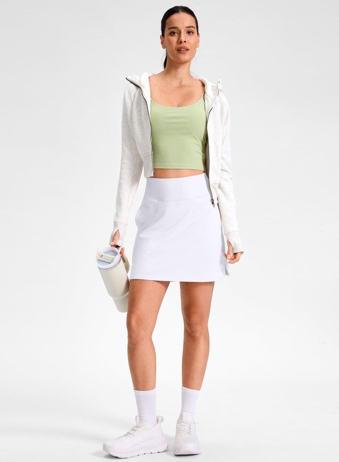 SANTINY 14"/16" Skorts for Women with 3 Pockets High Waisted Casual Golf Skort Pickleball Athletic Tennis Skirt (White_L16 M) - Image 3