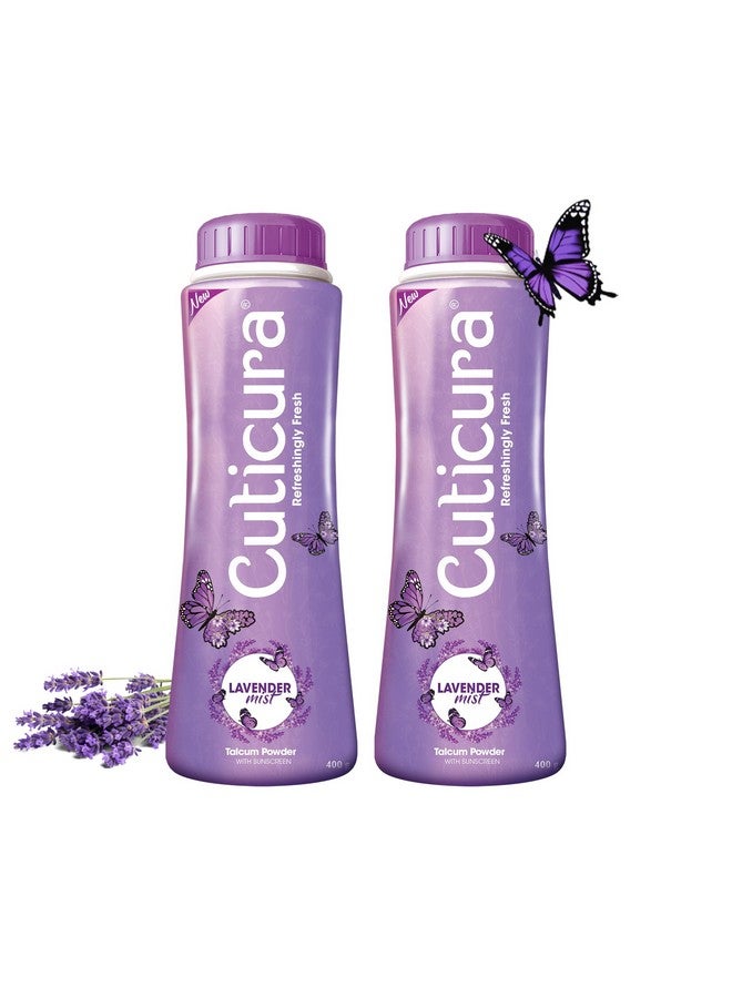 Cuticura Lavender Mist Talcum Powder With Sunscreen, 400 g (Pack of 2) - Image 1