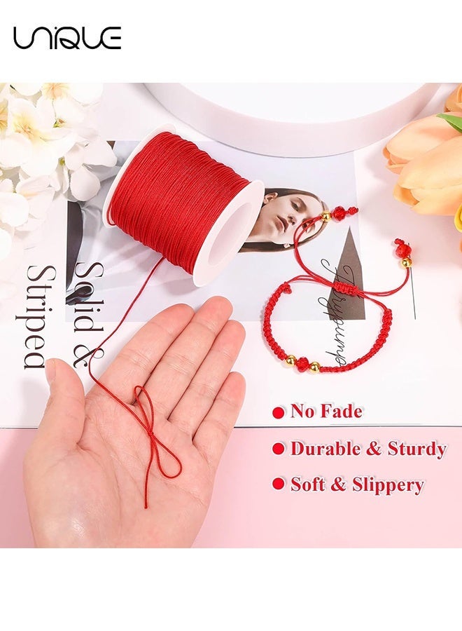 Unique 2 Rolls Red Nylon String - 0.8mm Nylon Thread Chinese Knotting Cord Tarred Twine Outdoor String for Braided Bracelets, Beading, Necklaces, Macrame Craft, Wind Chime, Blinds, Jewelry Making （109 Yards） - Image 5