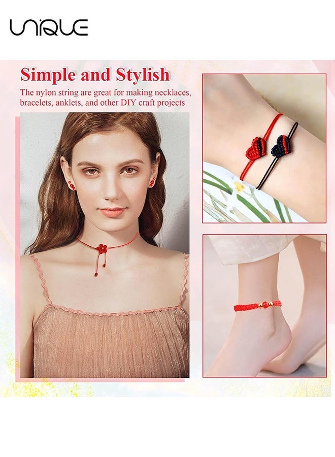 Unique 2 Rolls Red Nylon String - 0.8mm Nylon Thread Chinese Knotting Cord Tarred Twine Outdoor String for Braided Bracelets, Beading, Necklaces, Macrame Craft, Wind Chime, Blinds, Jewelry Making （109 Yards） - Image 2