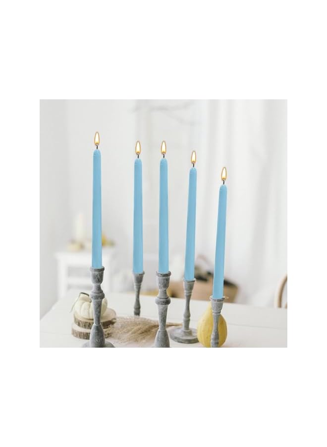 Green Tiger 25cm Taper Candles, Halloween Cone Candle No Odor, Unscented and Dripless Taper Candles, Tall Longing Burning Candles for Decorations, Dinner, Party, Wedding(Set of 12, Blue) - Image 2