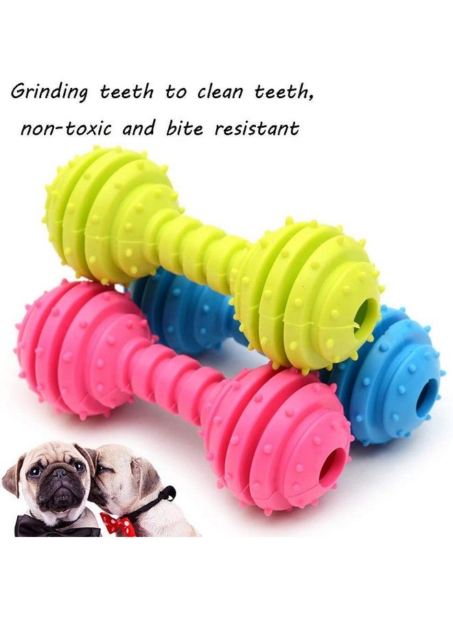 ألعاب مضغ مطاطية طبيعية ناعمة غير سامة على شكل دمبل مدبب صاخب للمضغ العدواني لتنظيف الأسنان أثناء التسنين - عبوة من قطعة واحدة (وردي) - Image 4