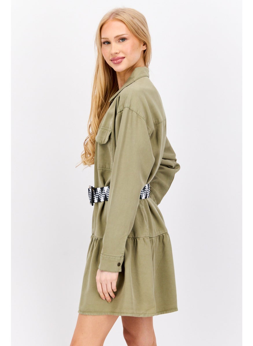 Women Belted Mini Shirt Dress, Olive - pzsku/Z10F690F446E304515B49Z/45/_/1737728218/0300d18c-622c-43c4-b8f3-6f935dda4a67