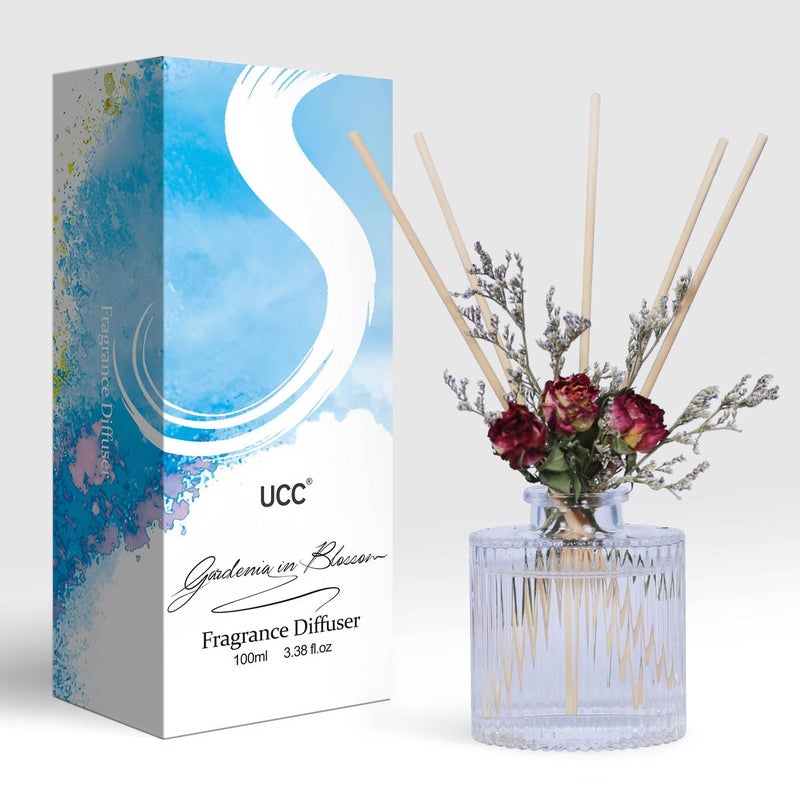 UCC Reed Diffuser Set  3.38 oz Gardenia in Blossom Premium Scented Diffuser with Flower Sticks Home Fragrance Reed Diffuser for Bathroom Shelf Decor - Image 1