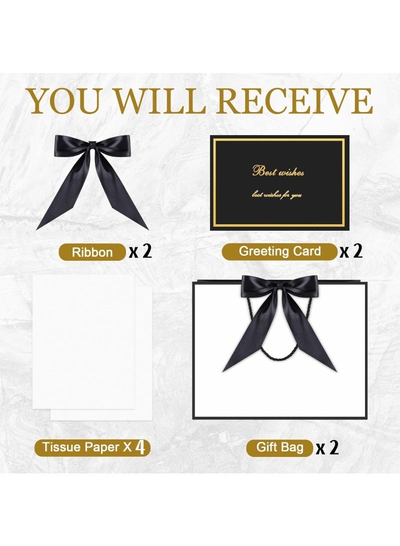 حقيبة هدايا كبيرة مع ورق مناديل وبطاقات تهنئة، حقائب هدايا ورقية بمقابض، لحفلات الزفاف وأعياد الميلاد وحفلات استقبال المولود وحفلات وصيفات العروس - Image 3