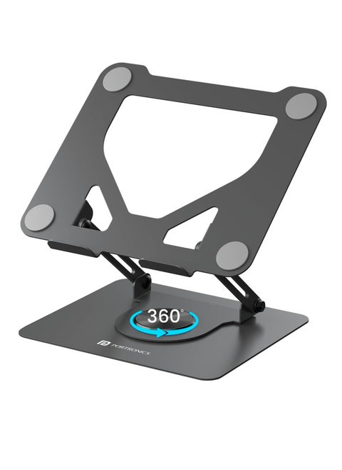 MyBuddy K11 Metal Laptop Stand 360 Degree Rotation Adjustable Height and Angle Foldable Design Good Airflow Carbon Steel Frame Max Weight 10kg for Laptops MacBook Black