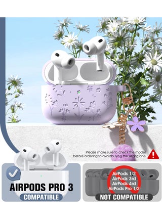 AirPods Pro Case Cute with Cherry Blossom Keychain and Cleaning Kit, Soft Silicone Shockproof Flower Engraved Cover Compatible with AirPod Pro  Case Cover - view 2