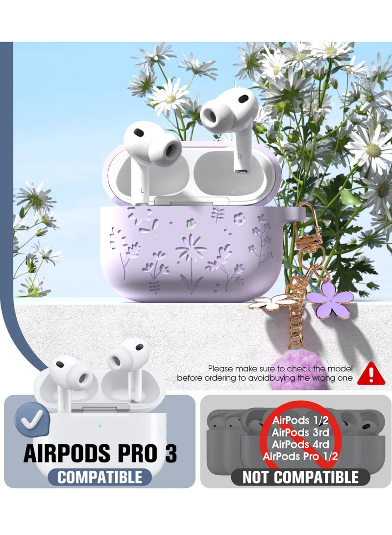 Arabest AirPods Pro Case Cute with Cherry Blossom Keychain and Cleaning Kit, Soft Silicone Shockproof Flower Engraved Cover Compatible with AirPod Pro  Case Cover - Image 2