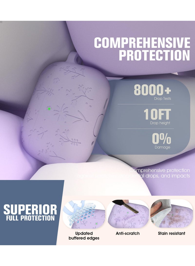 Arabest AirPods Pro Case Cute with Cherry Blossom Keychain and Cleaning Kit, Soft Silicone Shockproof Flower Engraved Cover Compatible with AirPod Pro  Case Cover - Image 3