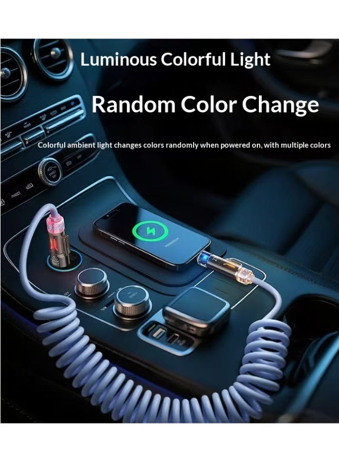 BASEMO 240W 4-in-1 Car Spring Aromatherapy Fast Charging Cable, Retractable Multi Charger Cord for iPhone Huawei Android, Zinc Alloy Super Fast Charging Cable Support CarPlay, Car Interior Accessories - Image 3
