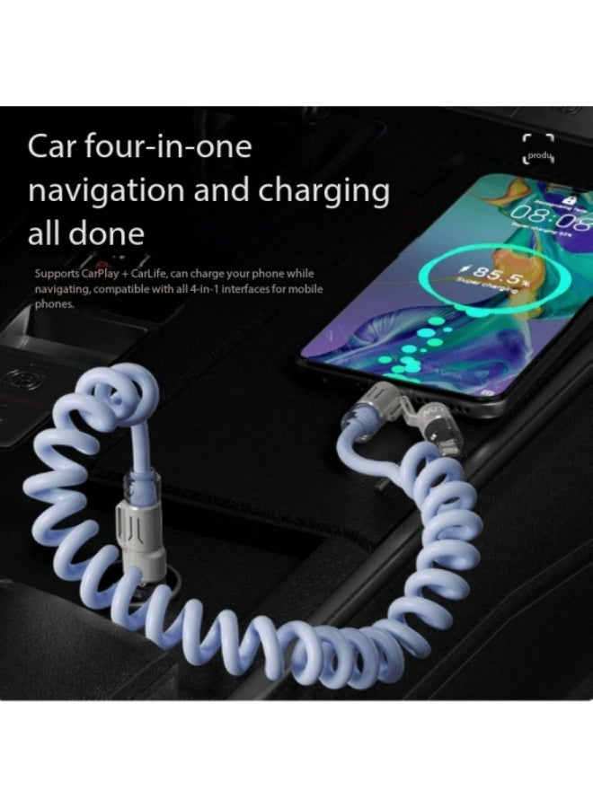 BASEMO 240W 4-in-1 Car Spring Aromatherapy Fast Charging Cable, Retractable Multi Charger Cord for iPhone Huawei Android, Zinc Alloy Super Fast Charging Cable Support CarPlay, Car Interior Accessories - Image 5