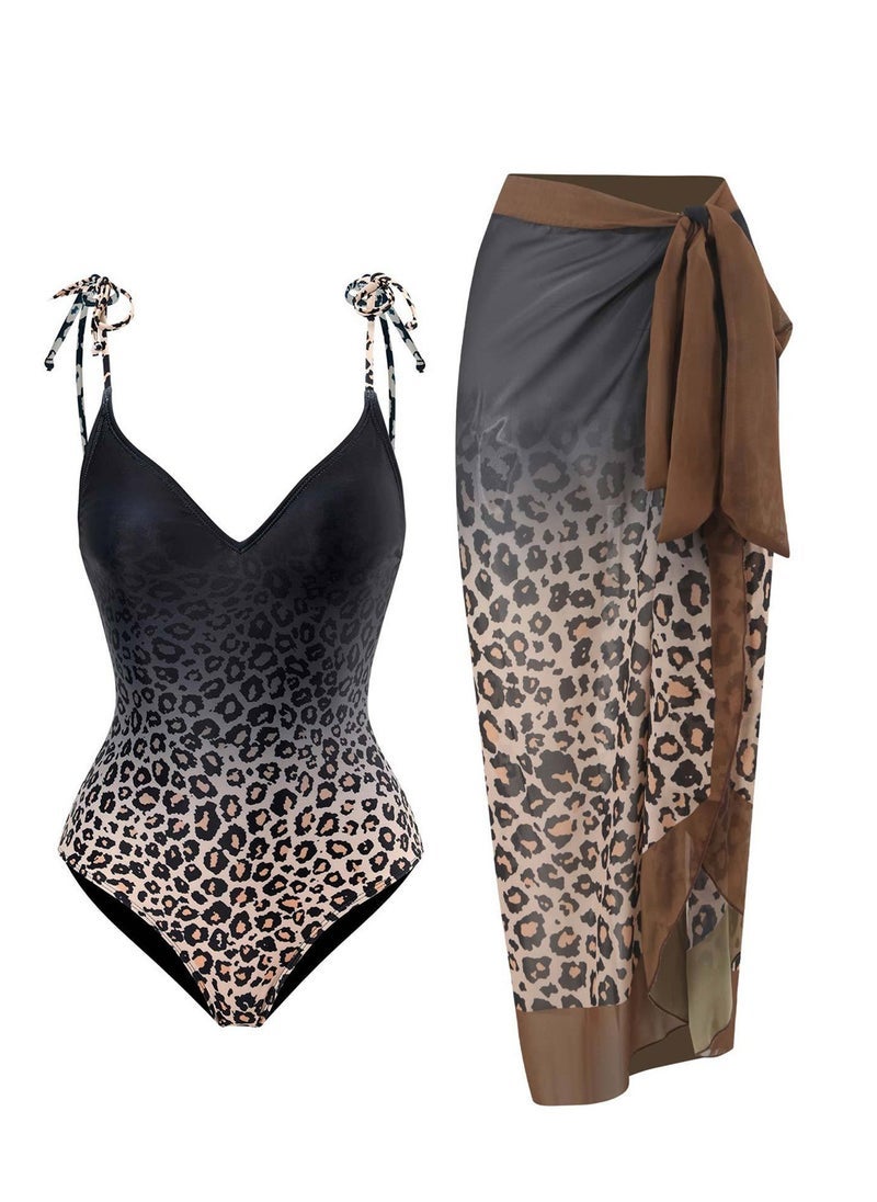 NADANBAO 2pcs one piece swimsuit lace up swimsuit maxi skirt swimsuit set - Image 1