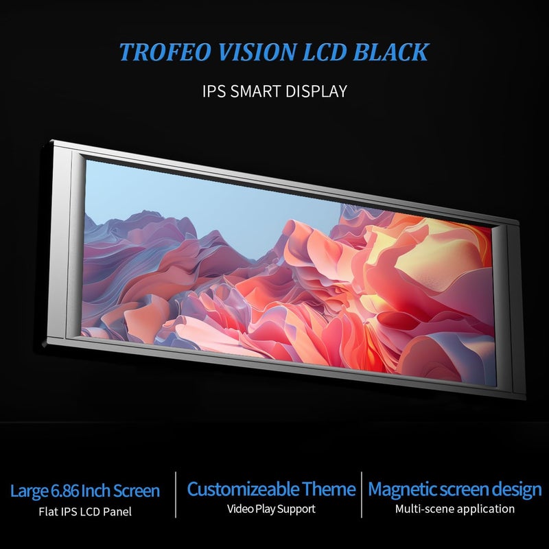 Trofeo Vision LCD Black Edition Case Sub-Display Features a 6.86-inch Full-Color LCD Display (1280x480 Resolution) with a Magnetic Panel Screen, Supporting DIY Dynamic/Static Images - Image 3