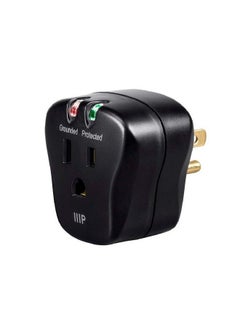 Monoprice 115877 1 Outlet Portable Mini Power Surge Protector Wall Tap Black ; Ul Rated 540 Joules With Grounded And Protected Light Indicator  - Image 1