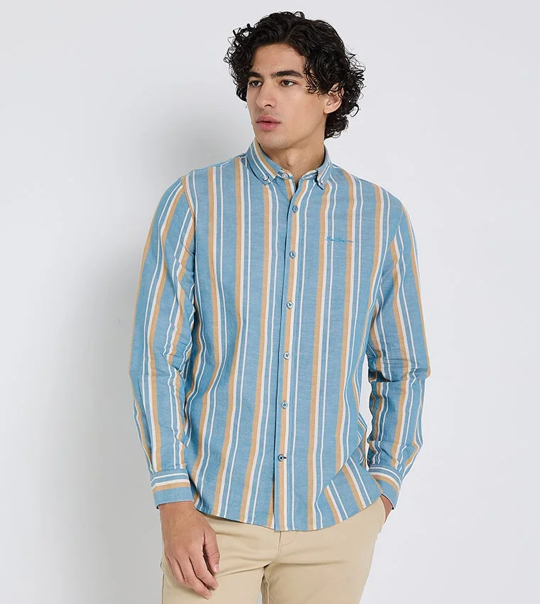 بين شيرمان Ben Sherman Men's Long Sleeve Striped Shirts