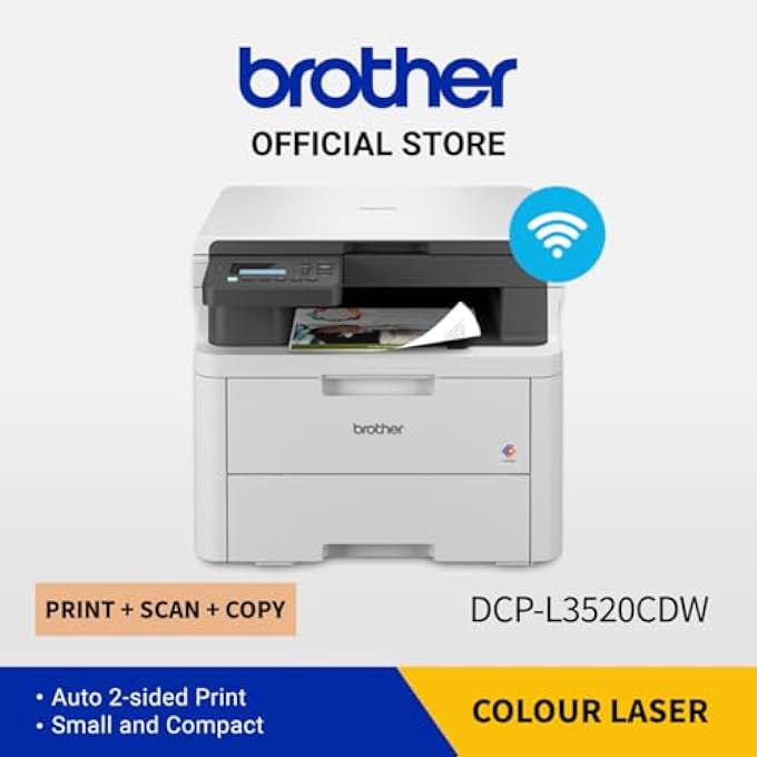 WIRELESS ALL IN ONE PRINTER, DCP-L3520CDW, WITH ADVANCED LED COLOR LASER PRINT, DUPLEX & MOBILE PRINTING, HIGH YIELD INK TONER - Image 2
